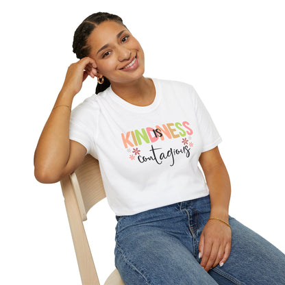 Kindness Is Contagious (For Her) T-Shirt, Soft-style Tee, Motivational Shirt, Gift for Friends, Positive Vibe Apparel, Everyday Wear