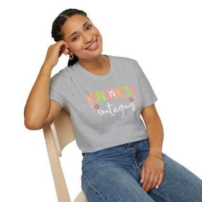 Kindness Is Contagious (For Her) T-Shirt, Soft-style Tee, Motivational Shirt, Gift for Friends, Positive Vibe Apparel, Everyday Wear