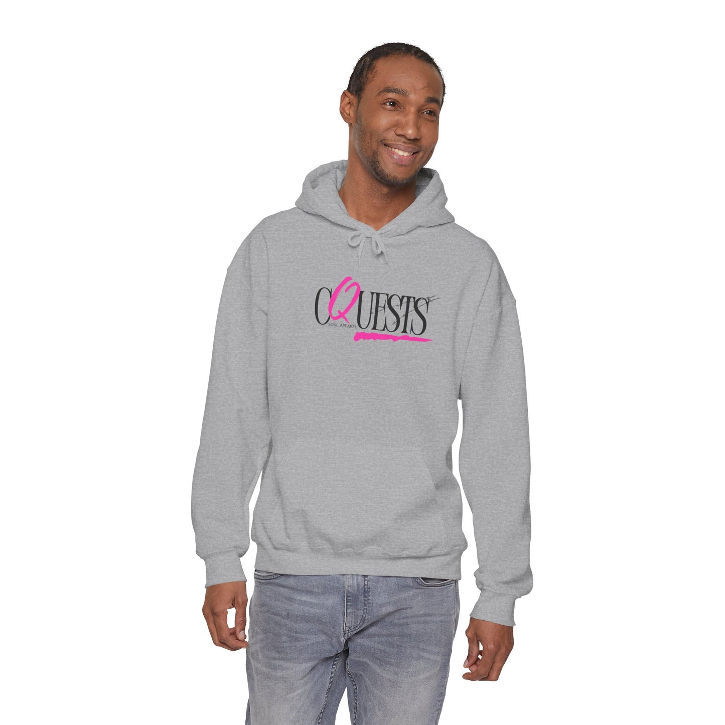"CQuests" Soul Apparel Hoodie — Pink Script Graphic Pullover