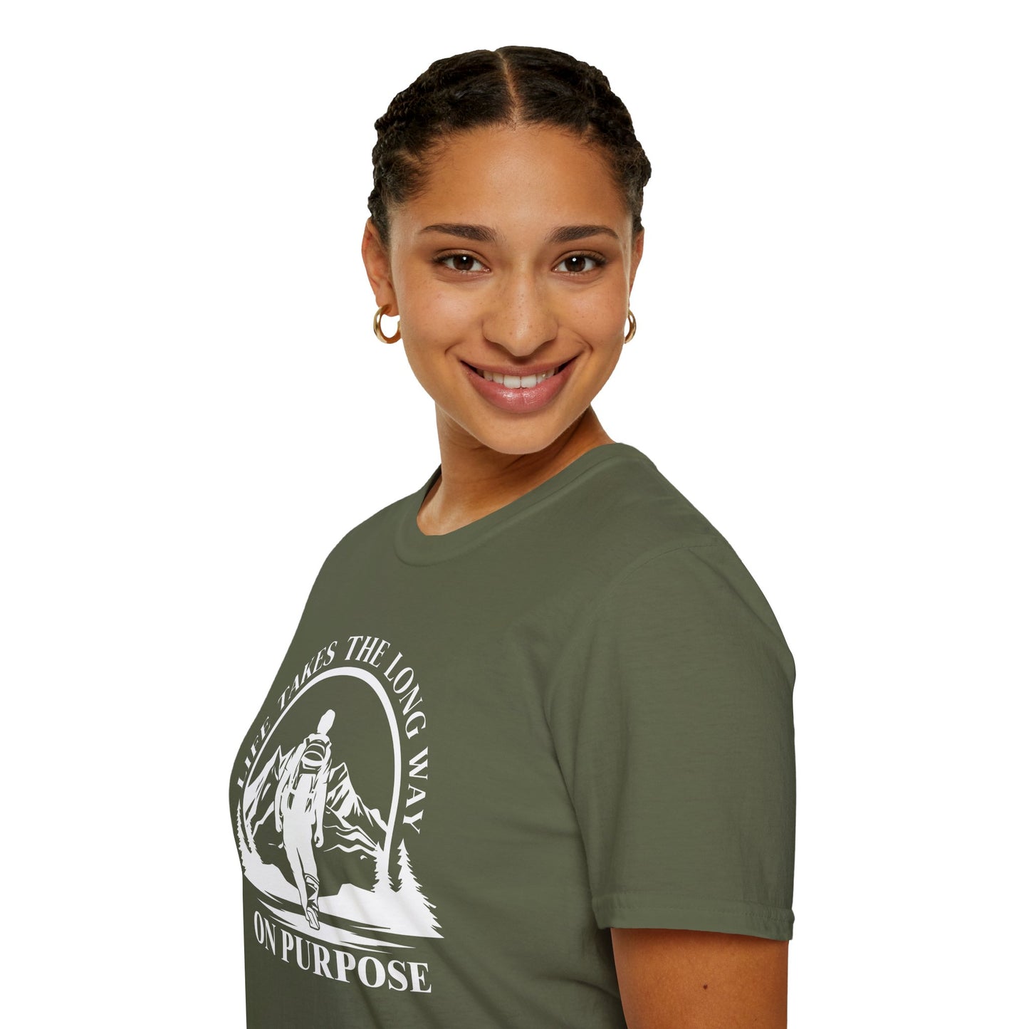 Life Takes The Long Way On Purpose T-Shirt — Mountain Path Purpose Design