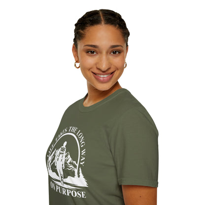 Life Takes The Long Way On Purpose T-Shirt — Mountain Path Purpose Design
