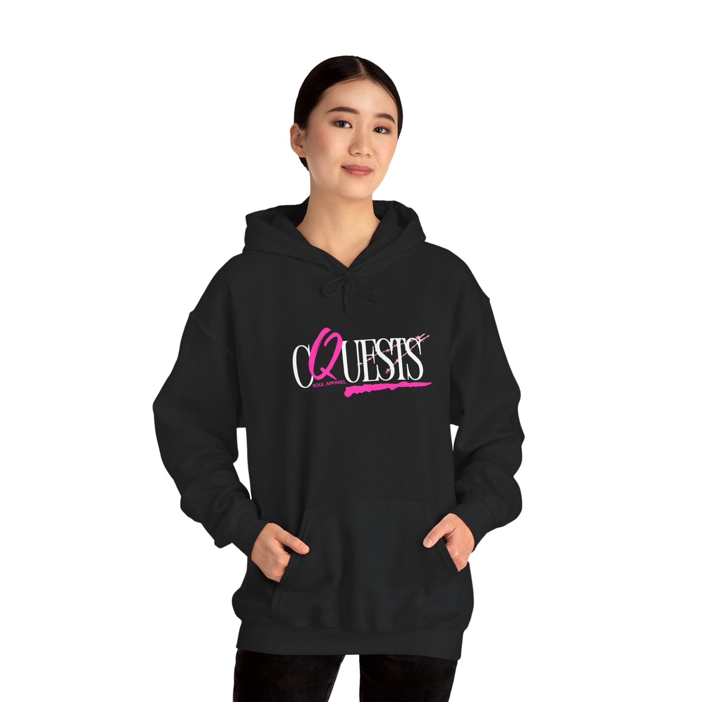 "CQuests" Soul Apparel Hoodie — Pink Script Graphic Pullover