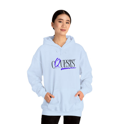 "CQuests" Script Hoodie – Elegant Purple Calligraphy Unisex Crown Sweatshirt