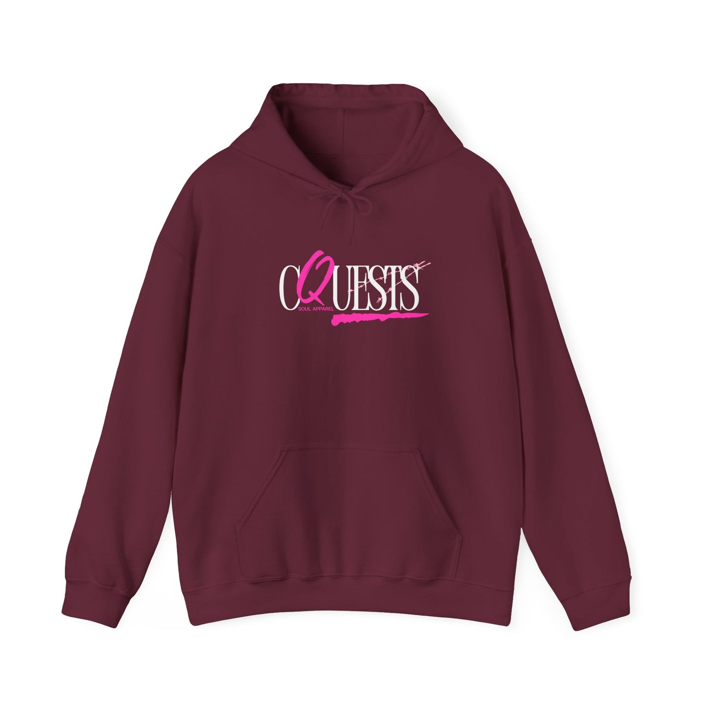 "CQuests" Soul Apparel Hoodie — Pink Script Graphic Pullover
