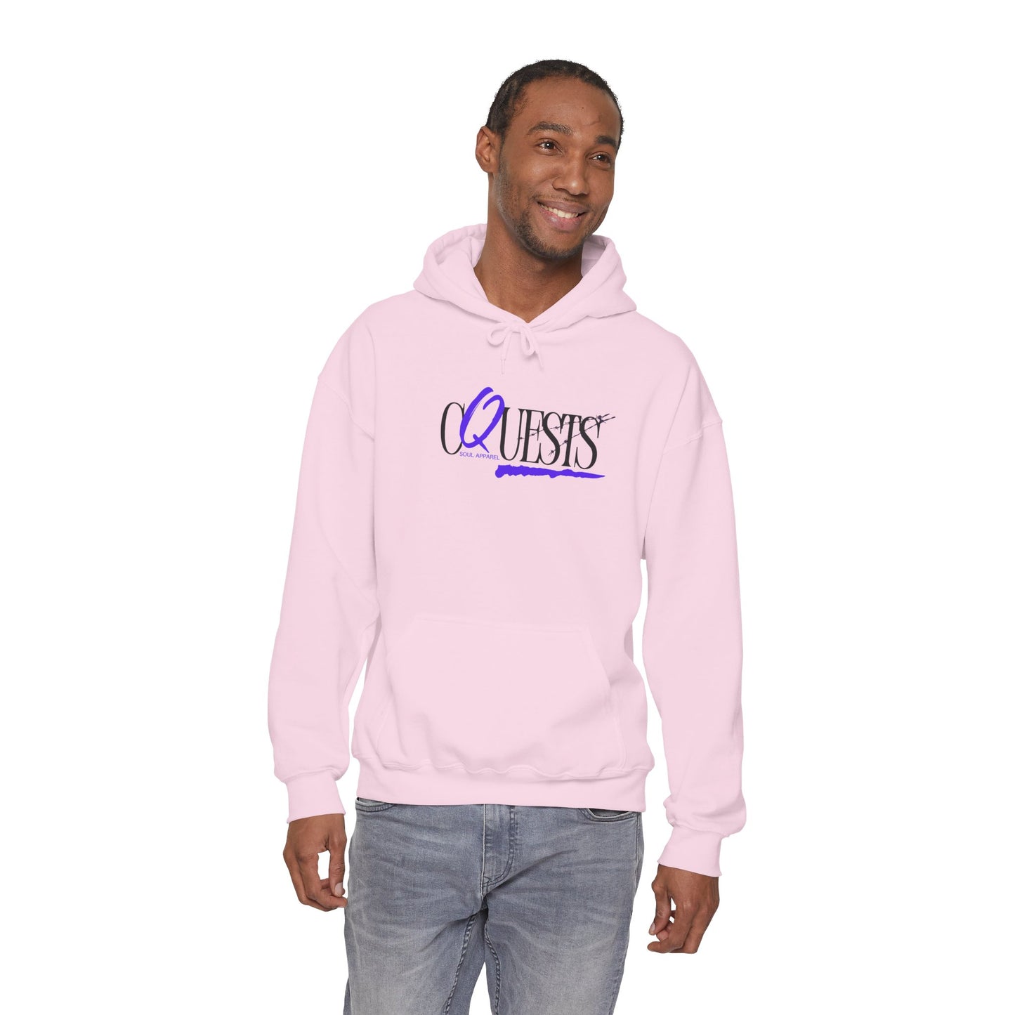 "CQuests" Script Hoodie – Elegant Purple Calligraphy Unisex Crown Sweatshirt