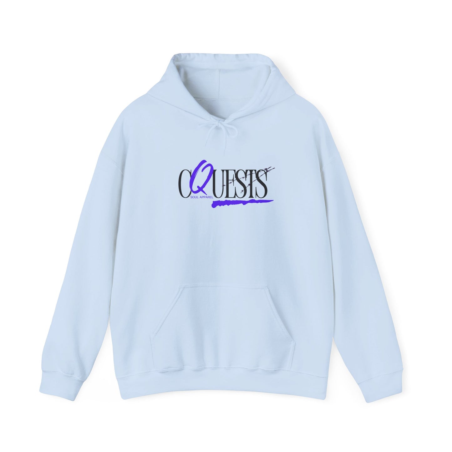 "CQuests" Script Hoodie – Elegant Purple Calligraphy Unisex Crown Sweatshirt