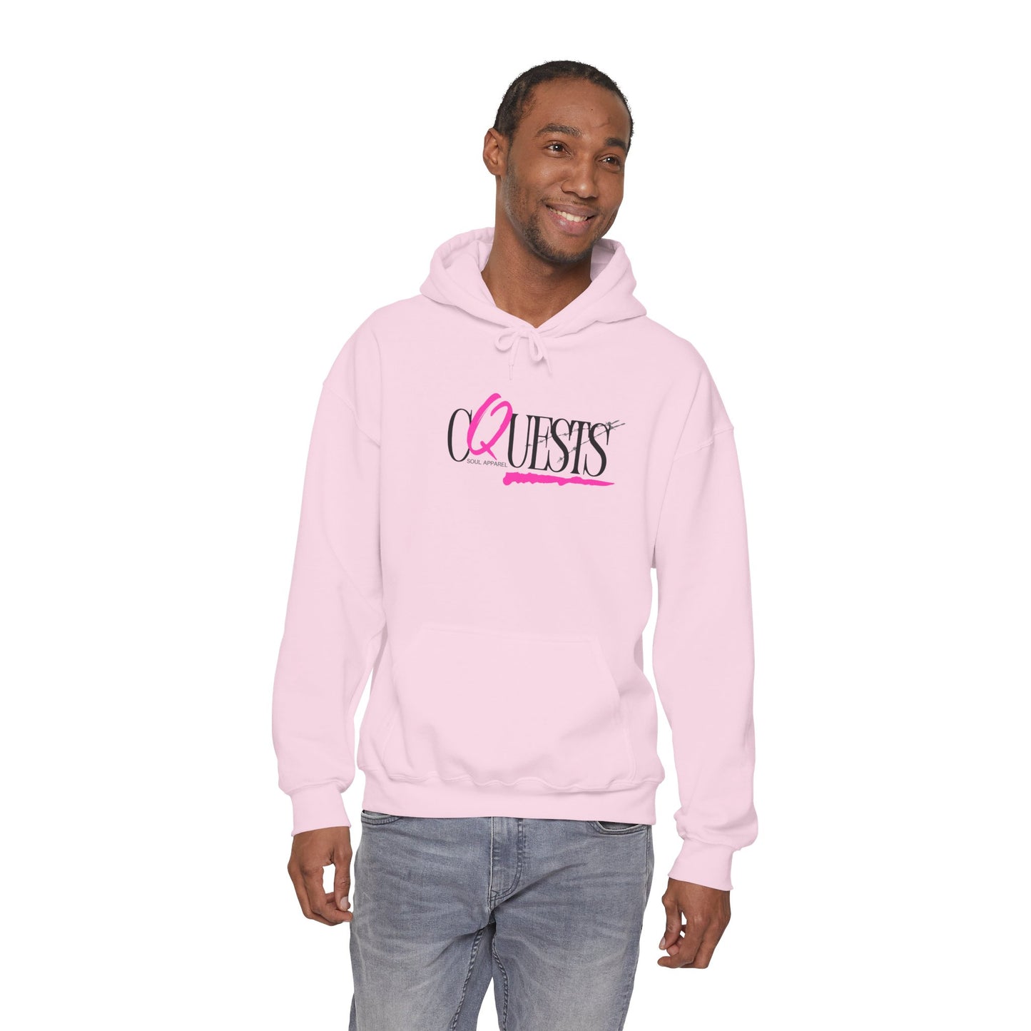 "CQuests" Soul Apparel Hoodie — Pink Script Graphic Pullover