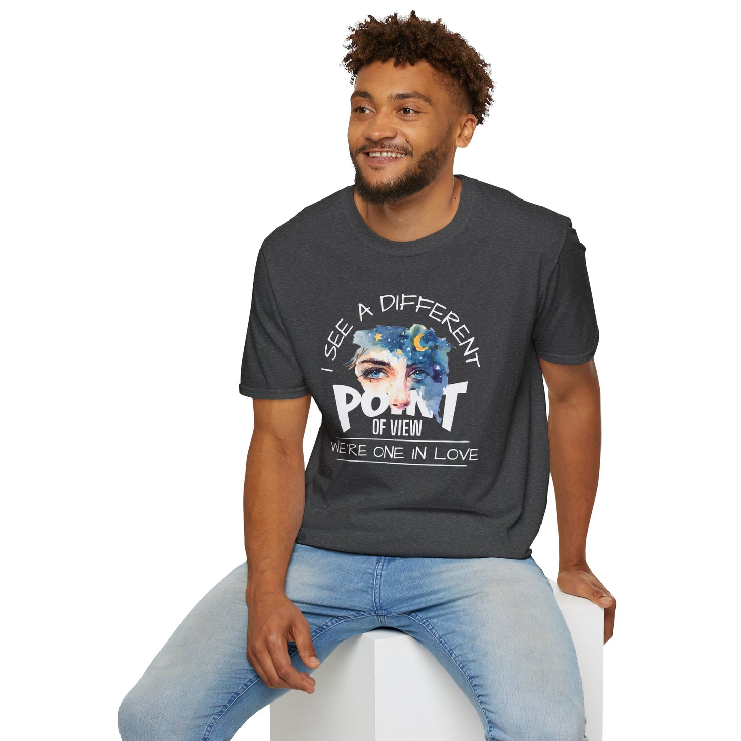 T-Shirt — "I See a Different Point of View" Artistic Face Graphic Tee