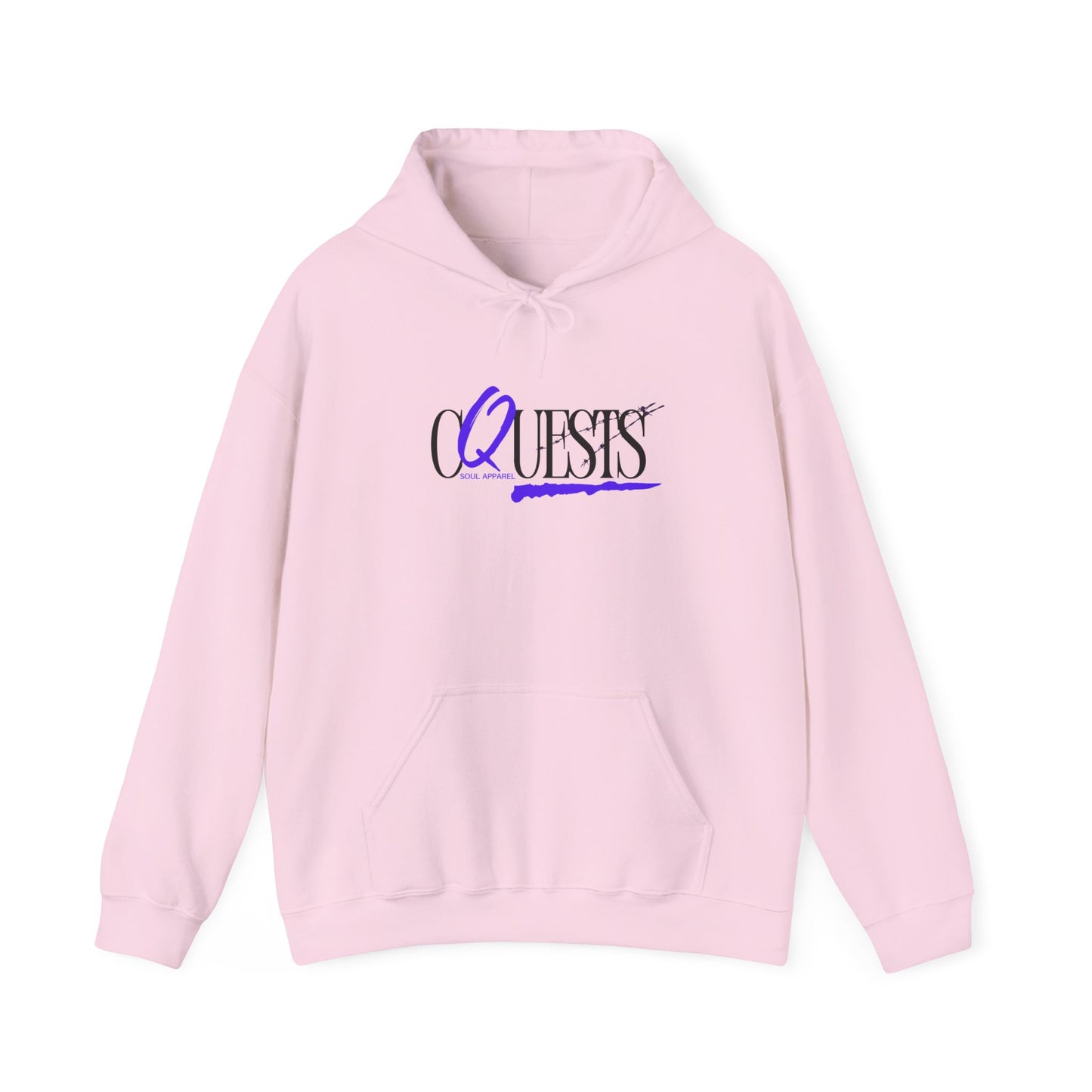 "CQuests" Script Hoodie – Elegant Purple Calligraphy Unisex Crown Sweatshirt