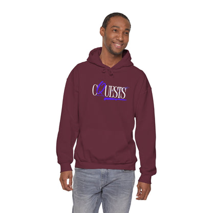 "CQuests" Script Hoodie – Elegant Purple Calligraphy Unisex Crown Sweatshirt